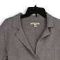 Womens Gray Long Sleeve Notch Lapel Pockets Button Front Jacket Size Small image number 3