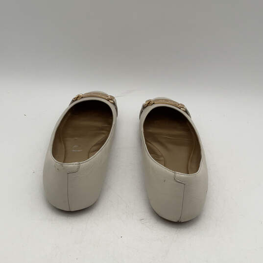 Womens Beige Leather Round Toe Comfort Slip-On Ballet Flats Size 7 image number 4