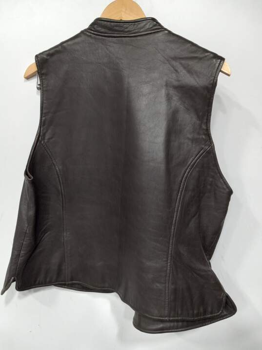 Women's Preston & York Sleeveless Double Breasted Leather Fashion Vest Sz L image number 2