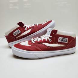 MENS VANS HALF CAB MID RED LEATHER SNEAKERS SIZE 13