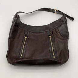 Womens Alfani Brown Leather Inner Pocket Adjustable Strap Zip Shoulder Bag alternative image