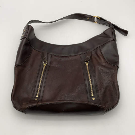 Womens Alfani Brown Leather Inner Pocket Adjustable Strap Zip Shoulder Bag image number 2