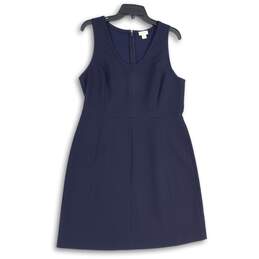 Womens Blue Scoop Neck Sleeveless Knee Length Back Zip A-Line Dress Size 12