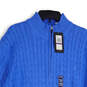 NWT Mens Blue Cable-Knit 1/4 Zip Long Sleeve Pullover Sweater Size XXL image number 3