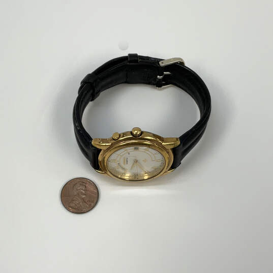 Designer Seiko Kinetic 5M42-0B49 Gold-Tone Round Dial Analog Wristwatch image number 2