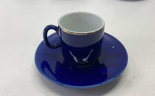 Espresso Cup and Saucer Peacock Motif Royal Blue Japan 12 pc. Set image number 4