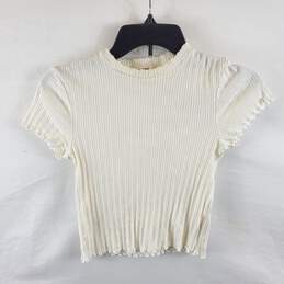 Snidel Women White Knitted Ruffle Top S