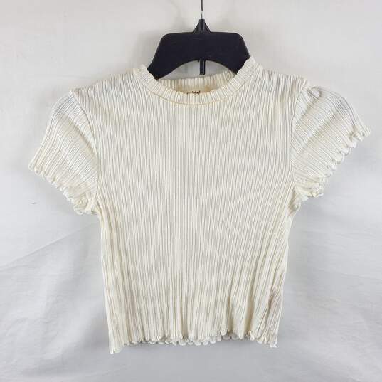 Snidel Women White Knitted Ruffle Top S image number 1
