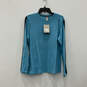 Womens Blue Black Crew Neck Long Sleeve Classic Pullover T-Shirt Size XL image number 1
