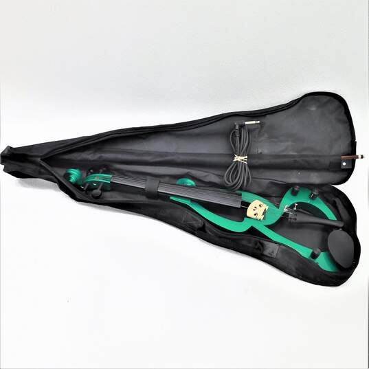 Sojing Brand 4/4 Full Size Green Electric Violin w/ Case, Bow, and Audio Cable image number 1