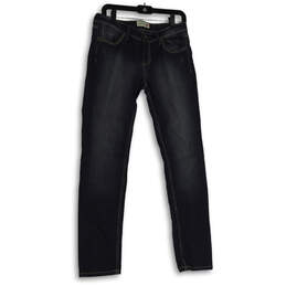 Womens Black Denim Dark Wash Front Pockets Stretch Skinny Leg Jeans Size 11