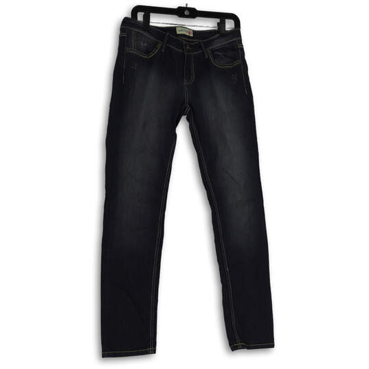 Womens Black Denim Dark Wash Front Pockets Stretch Skinny Leg Jeans Size 11 image number 1