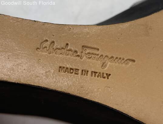 Authentic Salvatore Ferragamo Womens Black Wedge Platform Sandals Size 6C image number 9