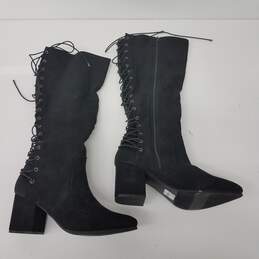 Layne Bryant Black Suede Lace Up Back 3" Heel Boots Women's 10 alternative image