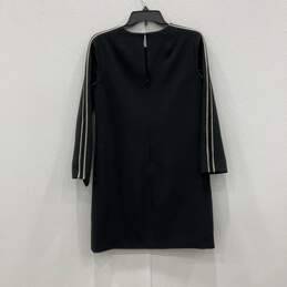 Womens Black Round Neck Long Sleeve Back Zip Short Shift Dress Size 4 alternative image