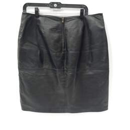 Newport News Women's Black Leather Pencil Skirt Size 12 alternative image