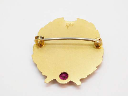 Vintage 14K Yellow Gold Ruby Accent V Initial Brooch 6.3g image number 4