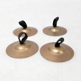 Lot of 4 Brass Zills Finger Cymbals From Egypt w Pouch alternative image