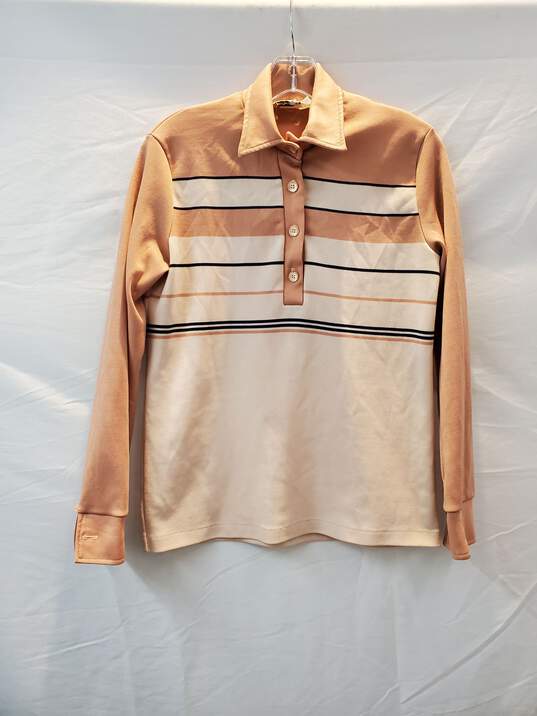 Vintage Devon Long Sleeve Quarter Button Down Striped Shirt Women's Size M image number 1