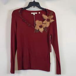 Vertigo Women Burgundy Accent Sweater M NWT