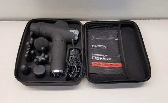 Fusion Black Pro Muscle Massage Gun w/ Accessories image number 1