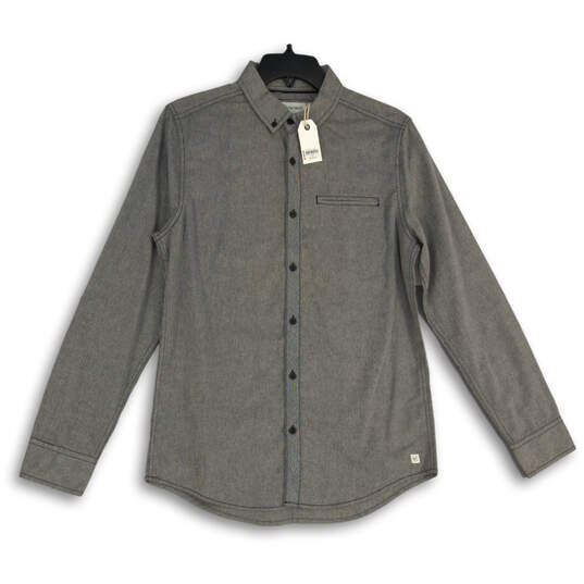 NWT Mens Gray Collared Long Sleeve Button-Up Shirt Size 38W 30LAC image number 1
