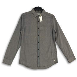 NWT Mens Gray Collared Long Sleeve Button-Up Shirt Size 38W 30LAC
