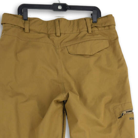 Mens Brown Flat Front Zipper Pocket Straight Leg Snow Pants Size Large image number 4
