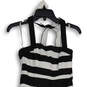NWT Womens Black White Striped Pleated Halter Neck Fit & Flare Dress Sz 00 image number 3