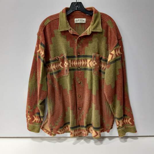 Vintage Orvis Men's Aztec Southwestern LS Button Up Cotton Shirt Size L image number 1