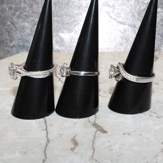 Sterling Silver CZ Accent Ring Set Of 3 Sizes 6.50, 7.50, 8.50 image number 3