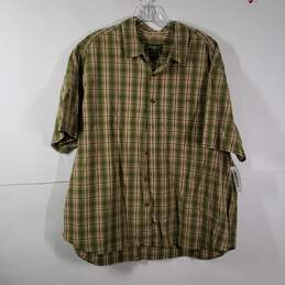 Mens Cotton Plaid Chest Pockets Short Sleeve Collared Button-Up Shirt Size XXL