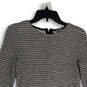 Womens Black White Long Sleeve Back Zip Knee Length Sweater Dress Size 6 image number 2