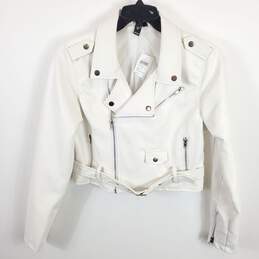 Windsor Women White Faux Leather Belt Jacket L NWT