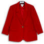 Womens Red Cashmere Wool Blend Lined One-Button Blazer Jacket Size 10Petite image number 1