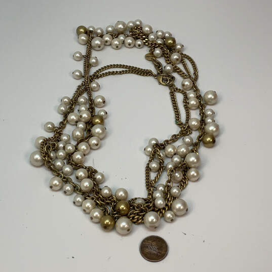 Designer Stella & Dot Gold-Tone Multi Strand Pearl Statement Necklace image number 2