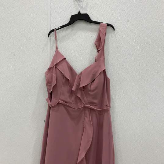 NWT JJ's House Womens Light Pink Ruffle Sleeveless Midi Maxi Dress Size 18W image number 2