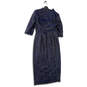 Womens Black Blue Floral 3/4 Sleeve Square Neck Sheath Dress Size 10 image number 2