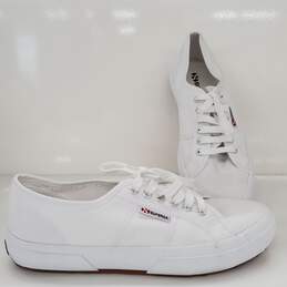Superga Lace Up Canvas Sneakers In White  Size 41.5