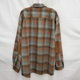 Pendleton MN's Wool Plaid Flannel Brown & Green Shirt With Suede Elbow Patches  Size XXL alternative image
