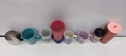 Bundle of 7 Assorted Starbucks Drinkware w/ 1 Fiestaware Blue Ceramic Mug alternative image