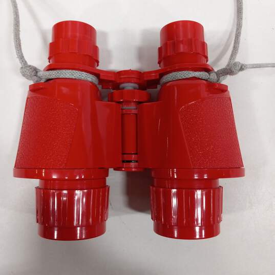 Vintage Red Binoculars In Case Made In Italy image number 3