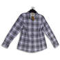 NWT Womens Blue White Plaid Long Sleeve Button-Up Shirt Size Large image number 1