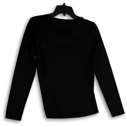 NWT Womens Black Cutout Round Neck Long Sleeve Pullover T-Shirt Size Medium alternative image