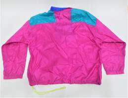 VTG 1980s-90s Columbia Fuchsia Pink & Green Radial Sleeve Women's Pullover Windbreaker Size XL alternative image