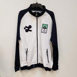 Lrg Roots and Equipment Men's White/Navy Track Suit Zip-Up Jacket Sz. XL