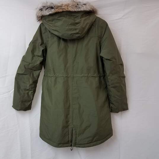 Unisex Lands' End Green Expedition Down Winter Parka Sz S 6-8 image number 2