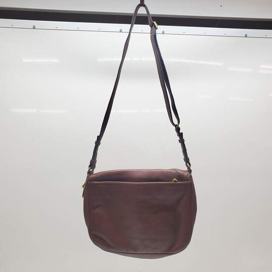 Fossil Rich Brown Pebbled Leather Snap Closure Messenger Bag Crossbody Handbag image number 5