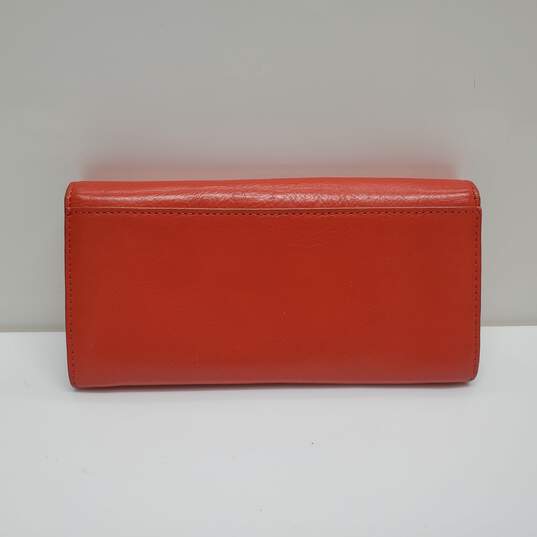 Kate Spade Twist Lock Clutch Wristlet Wallet Leather Bright Orange image number 4