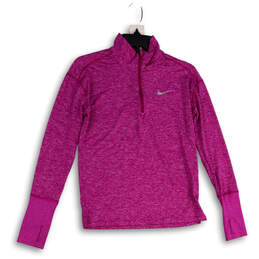 Womens Purple Dri-Fit 1/4 Zip Mock Neck Pullover Activewear T-Shirt Sz XS